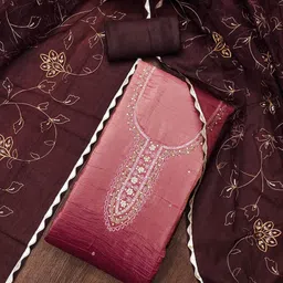 HERE&NOW Embellished Stone Work Silk Unstitched Dress Material-image-65