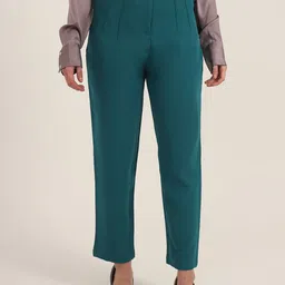 AMSWAN Women Smart Relaxed Fit High-Rise Pleated Trousers-picture-27