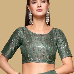Oomph! Woven Design Boat Neck Saree Blouse-image-83