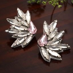 Moedbuille Silver-Plated Crystals Studded Contemporary Studs-98