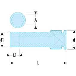 FACOM 12.7 mm (1/2 Inch) Square Drive Impact Socket Deep Thin 6 Points 16 mm, NSB.16 image 2