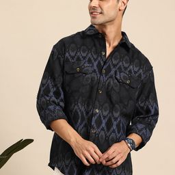 Mast & Harbour Self Design Geometric Casual Shirt-image-62