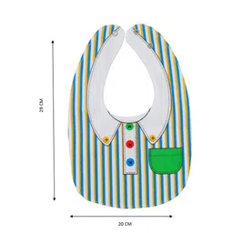 Yellow Bee Infants Boys Tie & Button Printed Reversible Bibs image 4