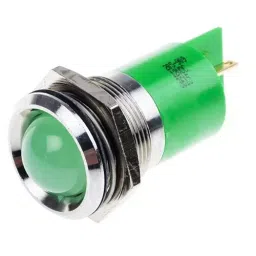 RS PRO Green Panel Mount Indicator 12V DC, Mounting Hole Size 22 mm, Termination Type Solder Tab, Model No 205909-8