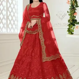 F Plus Fashion Girls Embellished Lehenga & Blouse With Dupatta-image-92