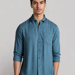 Crocodile Men Comfort Fit Solid Spread Collar Casual Shirt-picture-34