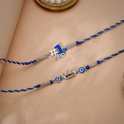 GIVA 925 Silver Set Of 2 Threaded Rakhi With Roli & Chawal-45