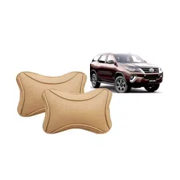 Auto Pearl Beige Dots CV Car Neck Rest Pillow Compatible for Toyota Fortuner 2016-image-22