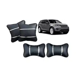 Auto Pearl Black and Silver Color Neck Rest with Cushion 4 Pcs Compatible for Discovery Sport-picture-7