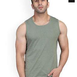 SLOWLORIS Pack Of 2 Round Neck Sleeveless Bio-Wash Cotton Gym Vests-picture-12