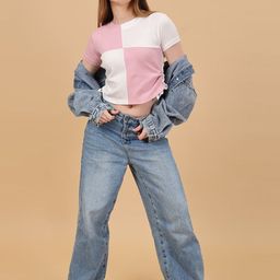 Moda Rapido Women Pink & White Cotton Ribbed Crop Tank Tops-picture-10
