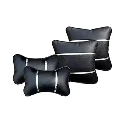 Auto Pearl Black and Silver Color Neck Rest with Cushion Set of 4 Pcs Compatible for Capture-12