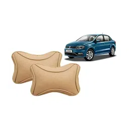 Auto Pearl Beige Dots CV Car Neck Rest Pillow Compatible for Volkswagen Ameo-17