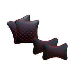 Auto Pearl Black, Red Diamond Neck Rest with Cushion Set of 4 Pcs Compatible for Evoque-image-94