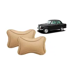 Auto Pearl Beige Dots CV Car Neck Rest Pillow Compatible for Hindustan Ambassador-26