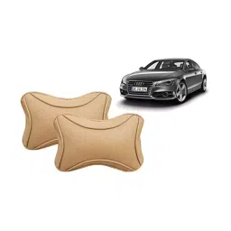 Auto Pearl Beige Dots CV Car Neck Rest Pillow Compatible for Audi A7-17