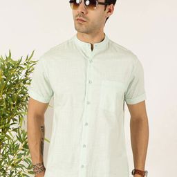 Mast & Harbour Men Premium Fit Band Collar Solid Cotton Casual Shirt-image-20