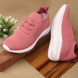 TRASE Women Pink Woven Design Sneakers-image-69
