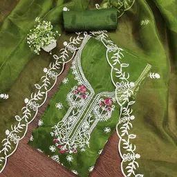 SHADOW & SAINING Embroidered Organza Unstitched Dress Material-picture-47