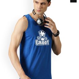 Organic Chics Pack Of 2 Printed Cotton Tank VestsBlack Avenger - Royal Groot_S-image-37