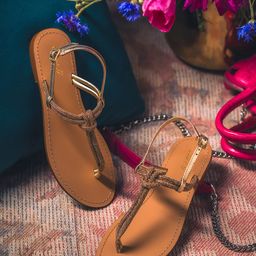 Saint G Embellished Leather T-Strap Flats-44