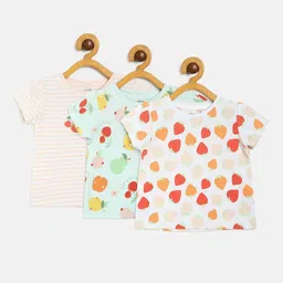 MINI KLUB Infants Girls Pack Of 3 Conversational Printed Cotton Top-image-17
