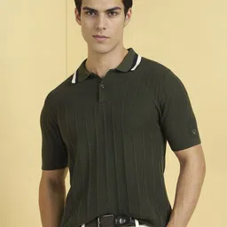 Allen Solly Men Self Design Polo Collar Cotton T-shirt-image-46