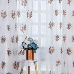 Parda Online White & Brown Ethnic Printed Motifs Sheer Window Curtain-17