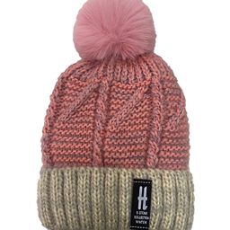 SYGA Knitted Faux Fur Bobble Pom Pom Woollen Cap Pink - Diameter 17 cm-image-40