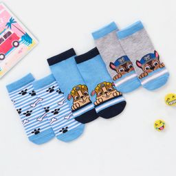 Cutewalk By Babyhug Anti Bacterial Ankle Length Non Terry Socks Paw Patrol Design Pack of 3- Blue & Grey-image-62