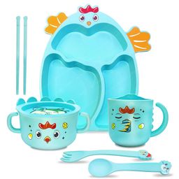 FunBlast Chicken Design Bamboo Fibre Dinnerware Set for Kids  Blue-picture-26