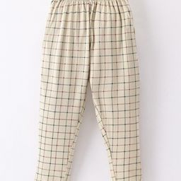 Fido Cotton Jersey Knit Full Length Leggings Checks Print - Light Beige-image-52