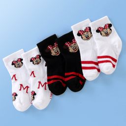 Cute Walk Disney By Babyhug Anti Bacterial Ankle Length Socks Minnie Mouse Design Pack Of 3 - Multicolour-image-63
