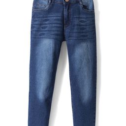 Pine Kids Full Length Adjustable Elasticated Stretchable Solid Color Jeans - Blue-image-15
