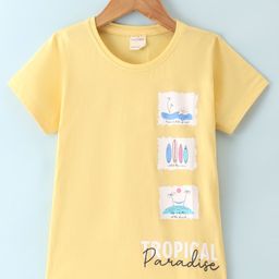 CUCUMBER Sinker Half Sleeves T-Shirt Tropical Paradise Print - Light Yellow-picture-10