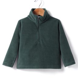 Kanvin Fleece Woven Full Sleeves Solid Colour Sweatshirt - Green-image-93