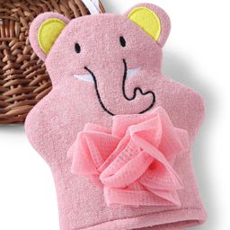 Elephant Shaped Baby Bath Glove- Pink-7