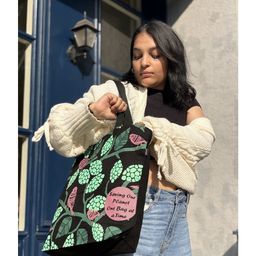 Ecoright Large Zipper Tote Bag - Sparrow Love (Black)-image-52
