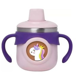 Chinmay Kids Baby Stainless Steel Milk Feeding Travel Baby Water Bottles With Straw for Kids- 260 ml-picture-1