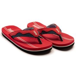 Beanz Striped Flip Flops - Red & Grey-image-46