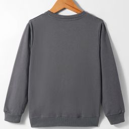 Lazy Bones Looper Knit Full Sleeves T-Shirt With Text Print - Grey image 2
