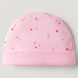 Simply Interlock Cap Mitten & Booties Set with Heart Print Pink - Diameter 12.5 cm image 2