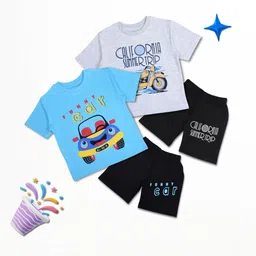 WORTON FASHION Kids Pack Of 2 Printed T-shirt with Shorts Clothing Set-picture-7