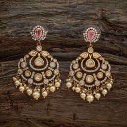 Kushal's Fashion Jewellery Victorian-Plated Teardrop Shaped Kundan Drop Earrings-image-22