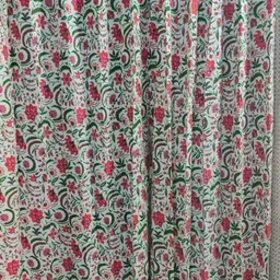 Trance Home Linen Red & Green Set of 2 Floral Door Curtain-16
