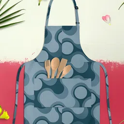 ArtzFolio Teal Blue Printed Cotton Apron-33