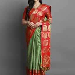 yourwish Embellished Zari Silk Cotton Gadwal Saree-picture-58