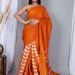 Pinkcity Trade World Orange Pure Cotton Ikat Sarees-picture-37