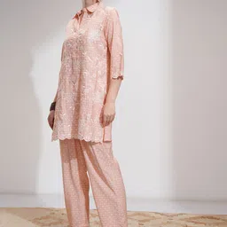 Vishudh Printed & Embroidered Tunic With Trousers Set image 5