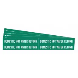 BRADY Vinyl Pipe Marker Domestic Hot Water Return Green and White 1-1/8 x 7 x 0.004 inch, 782AC5 (Pack of 5)-image-105